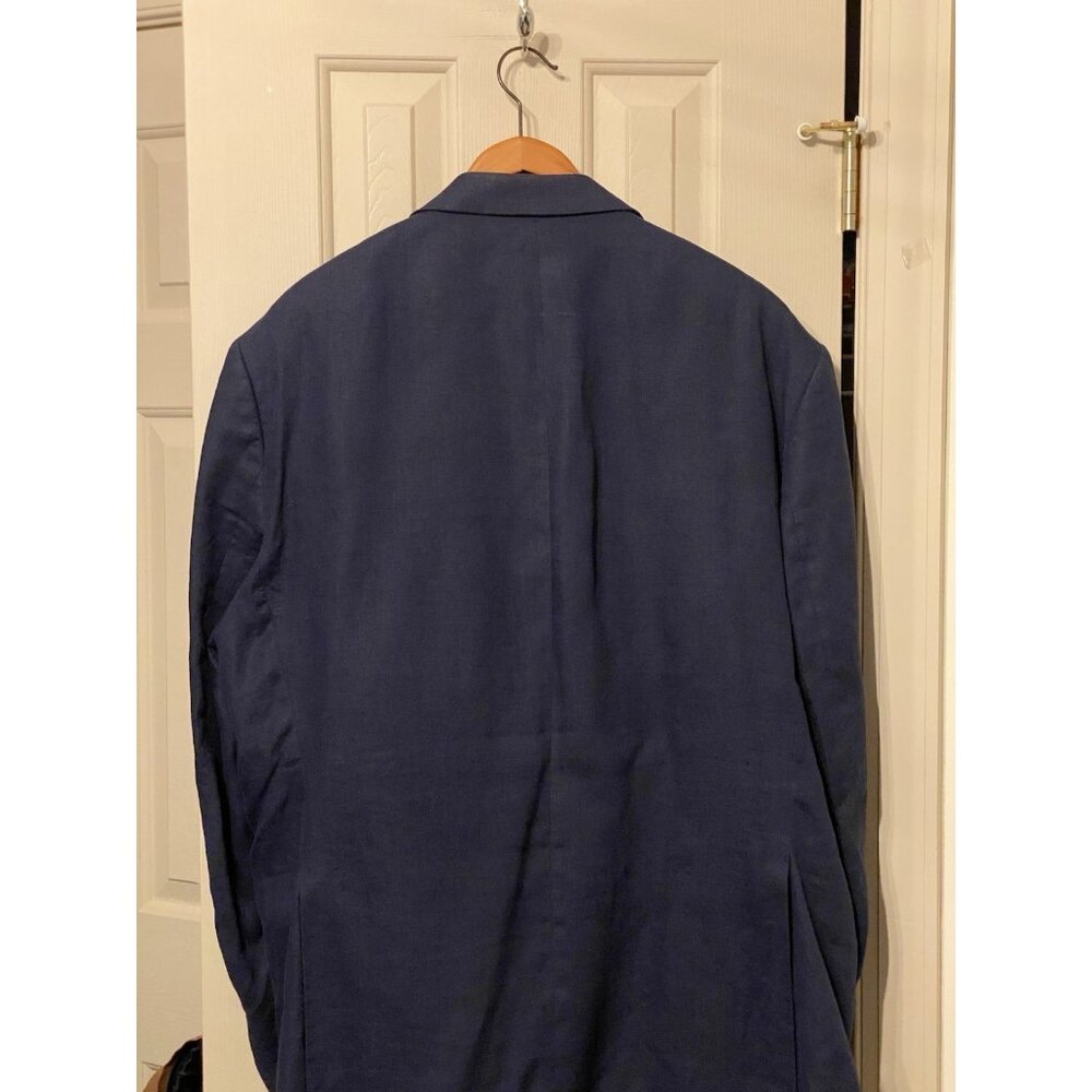 Ralph Lauren Navy Blue Linen Blazer Men's 52L Single Breasted 2 Button - Picture 9 of 10